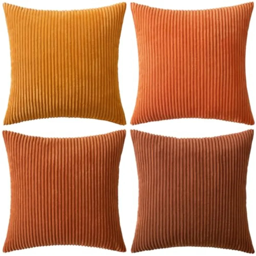 Boho Farmhouse Throw Pillow Cover Set Of 4 Corduroy Cushions