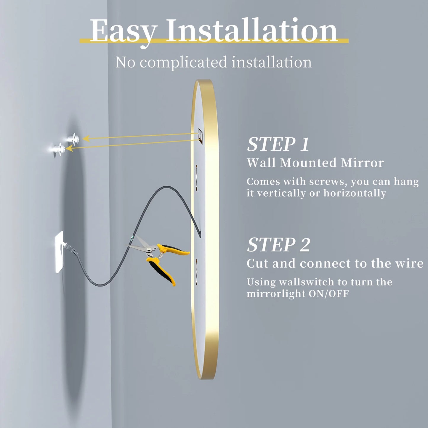 Wisfor LED Oval Bathroom Mirror With Stepless Dimmable Light