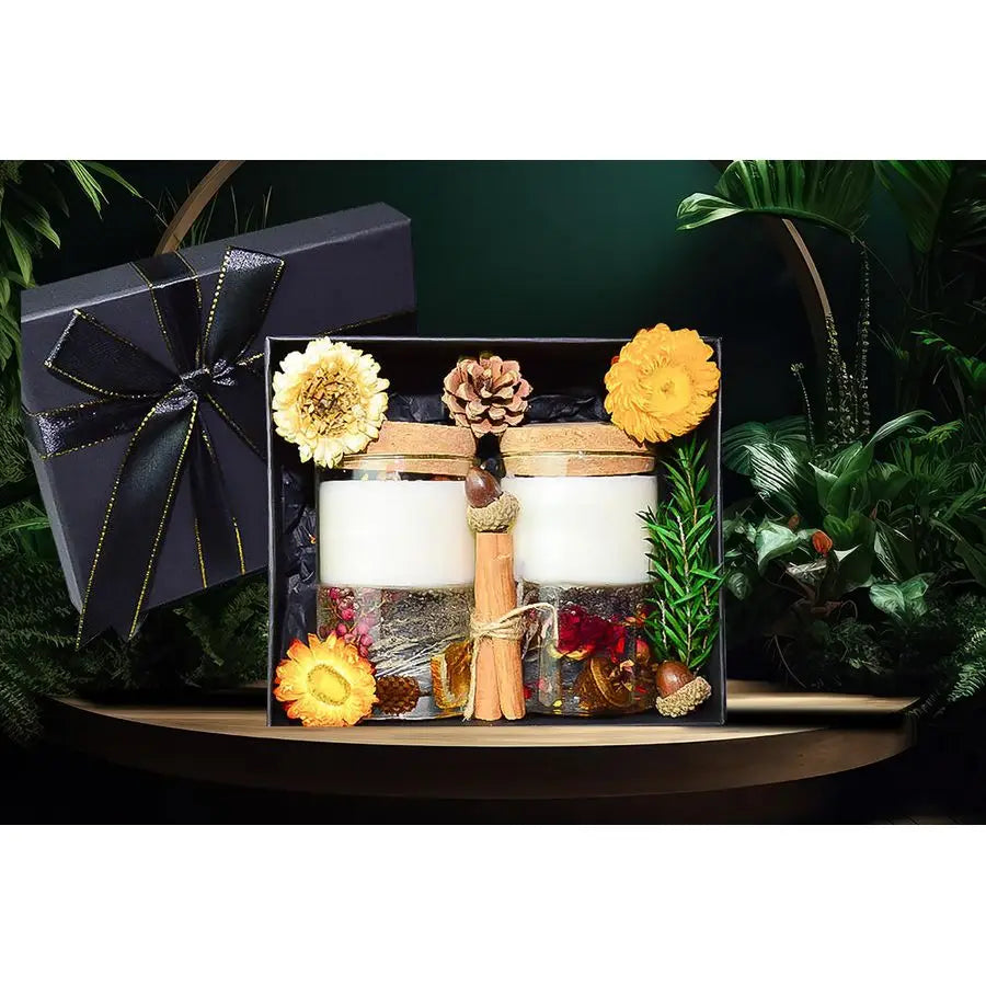 Organic Jelly Candles With Dried Flowers Gift Set