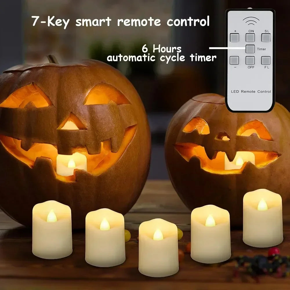 Rechargeable LED Candle Set With Timer And Flicker Flames