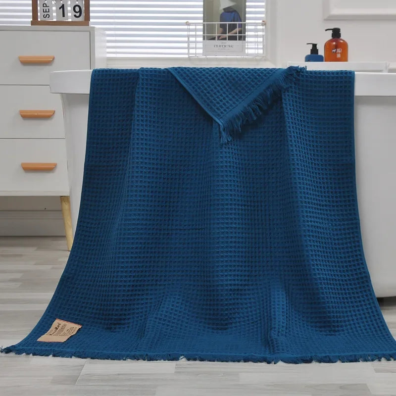 Organic Cotton Waffle Bath Towels For Adults And Guests