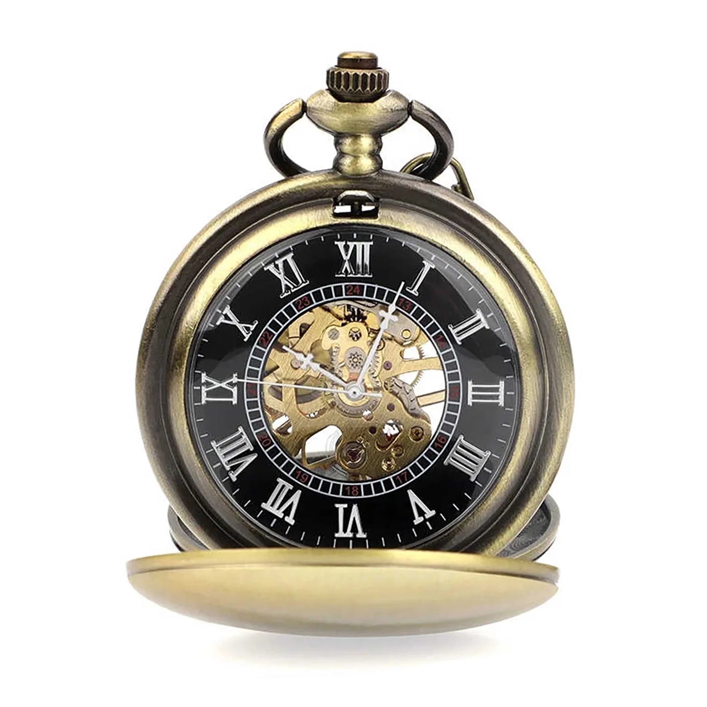 Vintage Mechanical Pocket Watch With Roman Numeral Dial Hand Wind