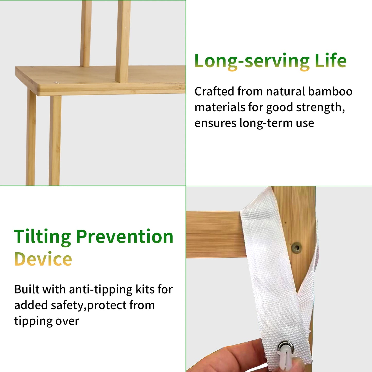 Bamboo 6 Tier Bookshelf With Cabinet Storage Rack Living Room