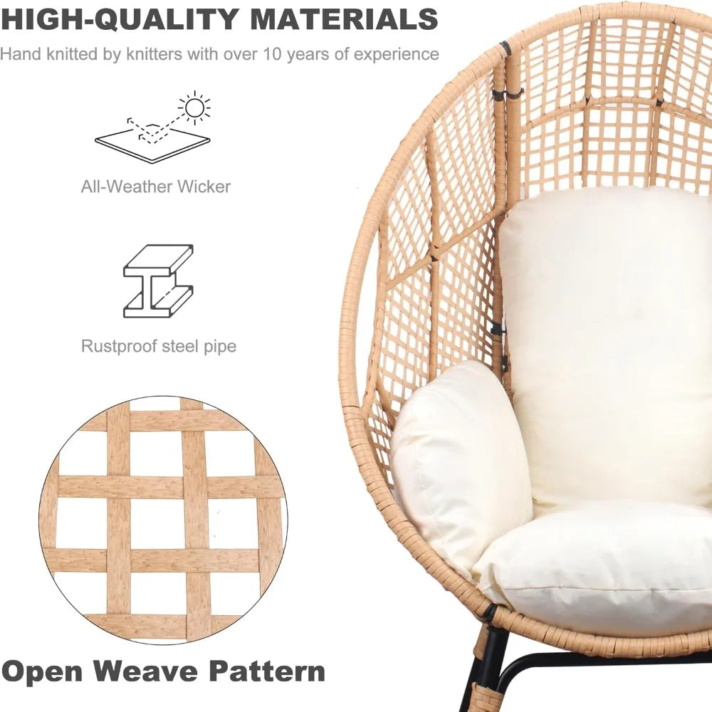 Wicker Egg Chair Rattan Indoor Outdoor Lounge With Cushion