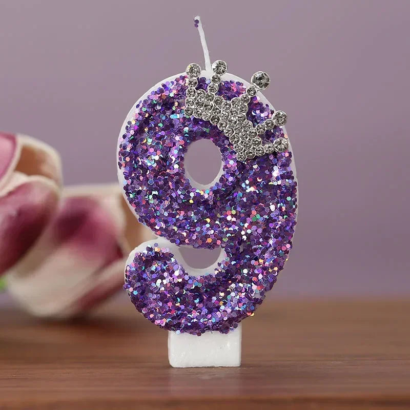 Crown Number Candles for Princess Birthday Cake Topper