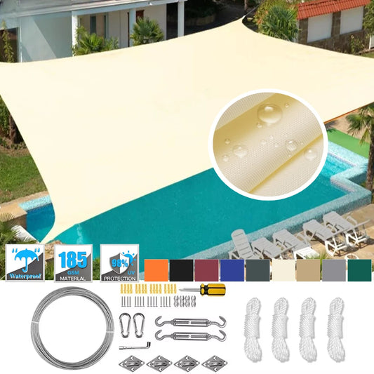 Waterproof Shade Sail With Hardware Kit For Outdoor Patio