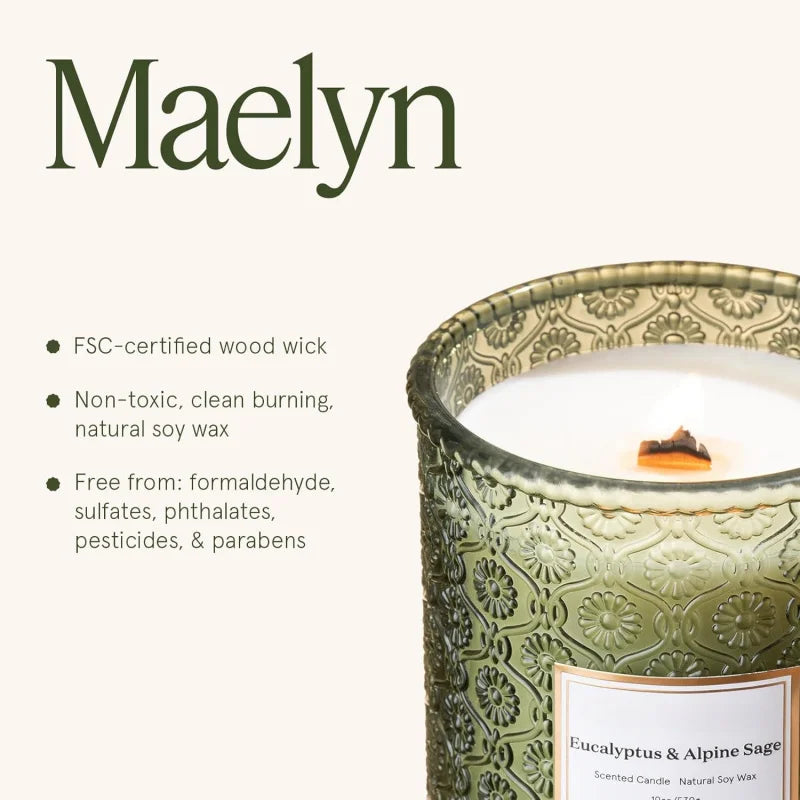 Maelyn Garden Soy Wax Candle With Wooden Wick Relaxation Decor