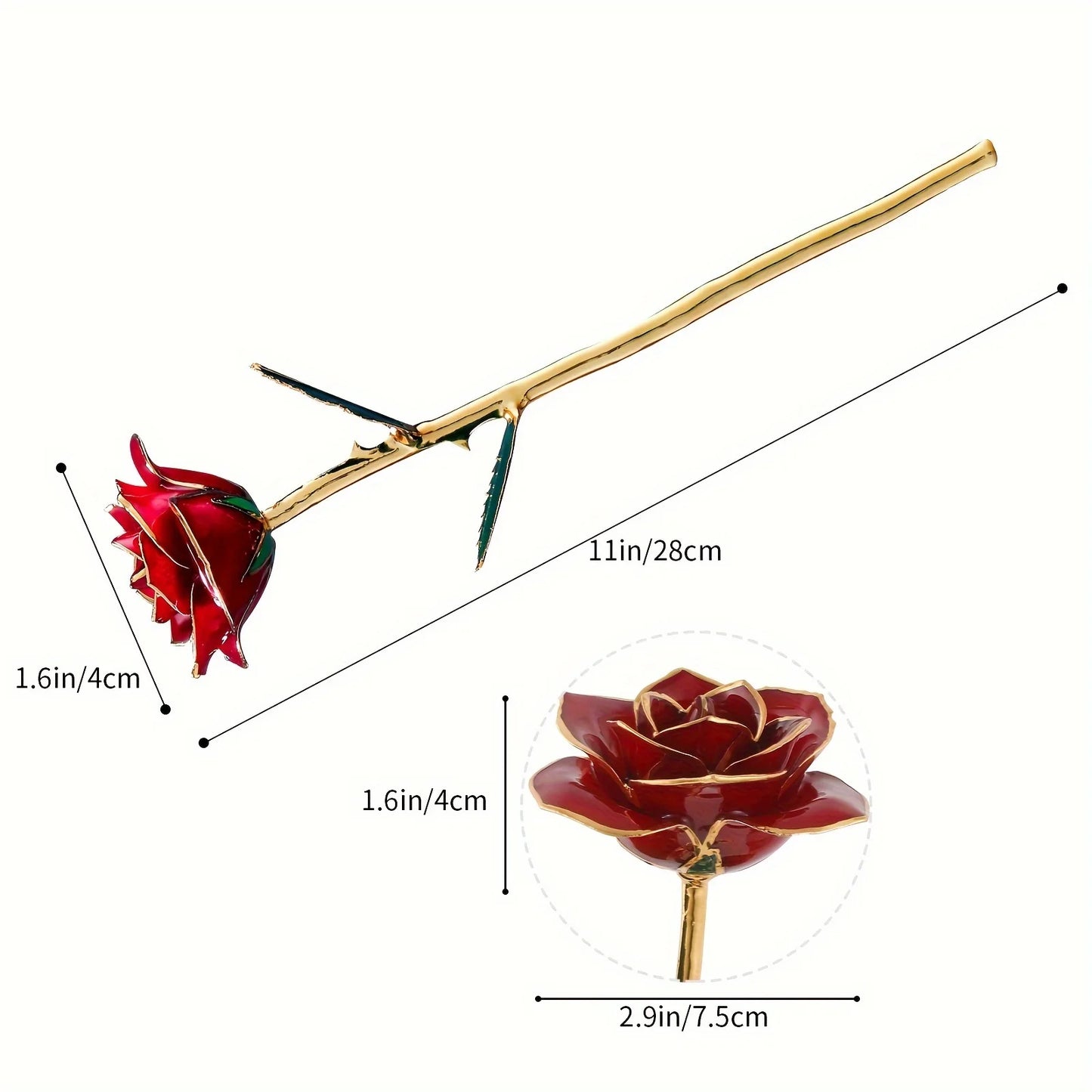 Lacquered Metal Rose Wedding Gift For Valentines Day