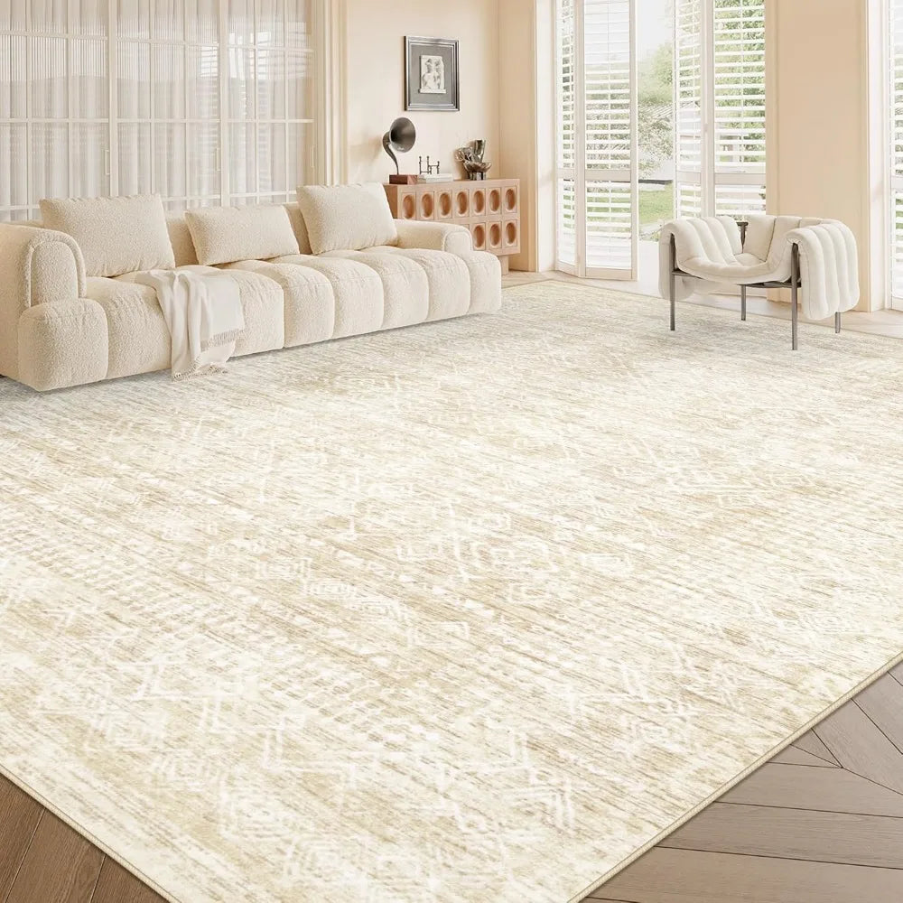 Washable Boho Moroccan Inspired Geometric Area Rug Non Slip