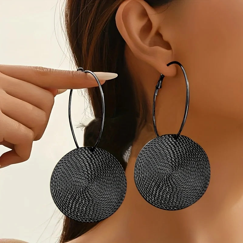 Platinum-Plated Woven Hoop Earrings Hypoallergenic Handmade Jewelry