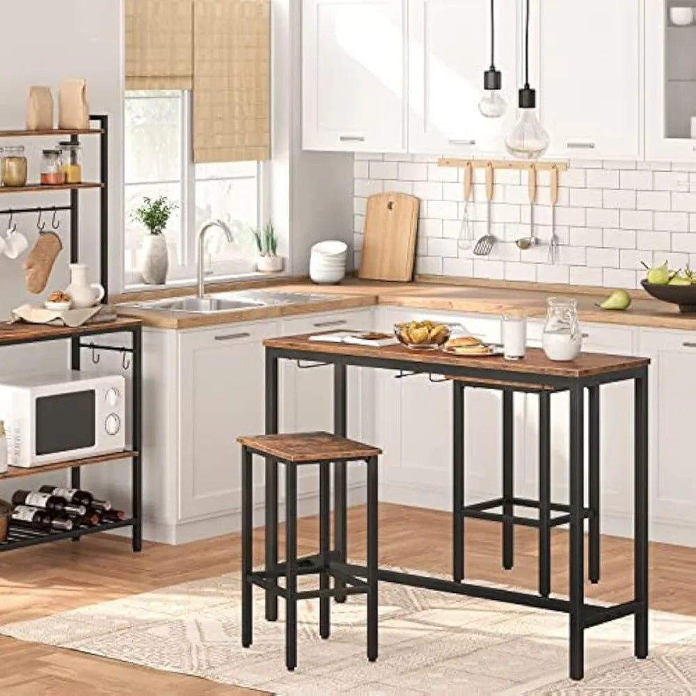 Industrial Bar Table Set With Stools For Small Spaces