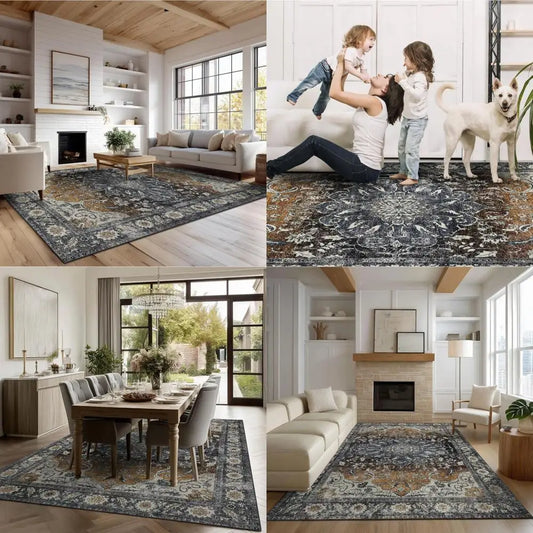 Premium Washable NonSlip Faux Wool Area Rug With StainResistantTexture UltraDurable