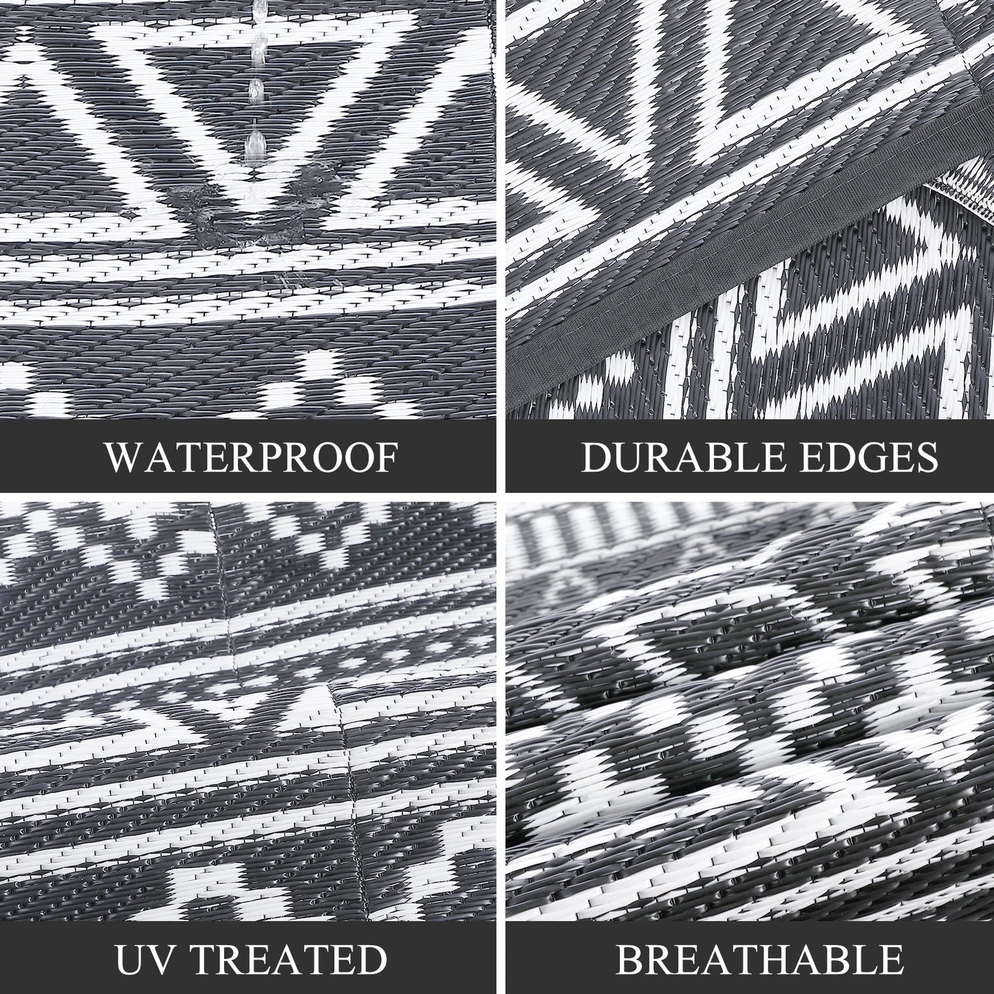 Outdoor Rug 5x8 Waterproof Reversible Patio Rug Plastic RV Rug Boho Camping Rug for Camper Porch Balcony Backyard Picnic