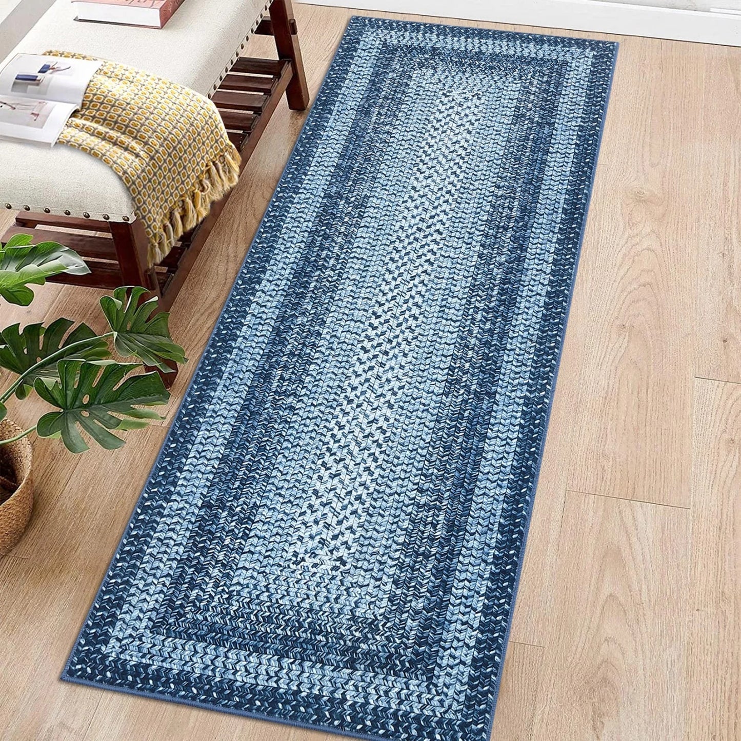 Braided Geometric Area Rug for Living Room and Bedroom
