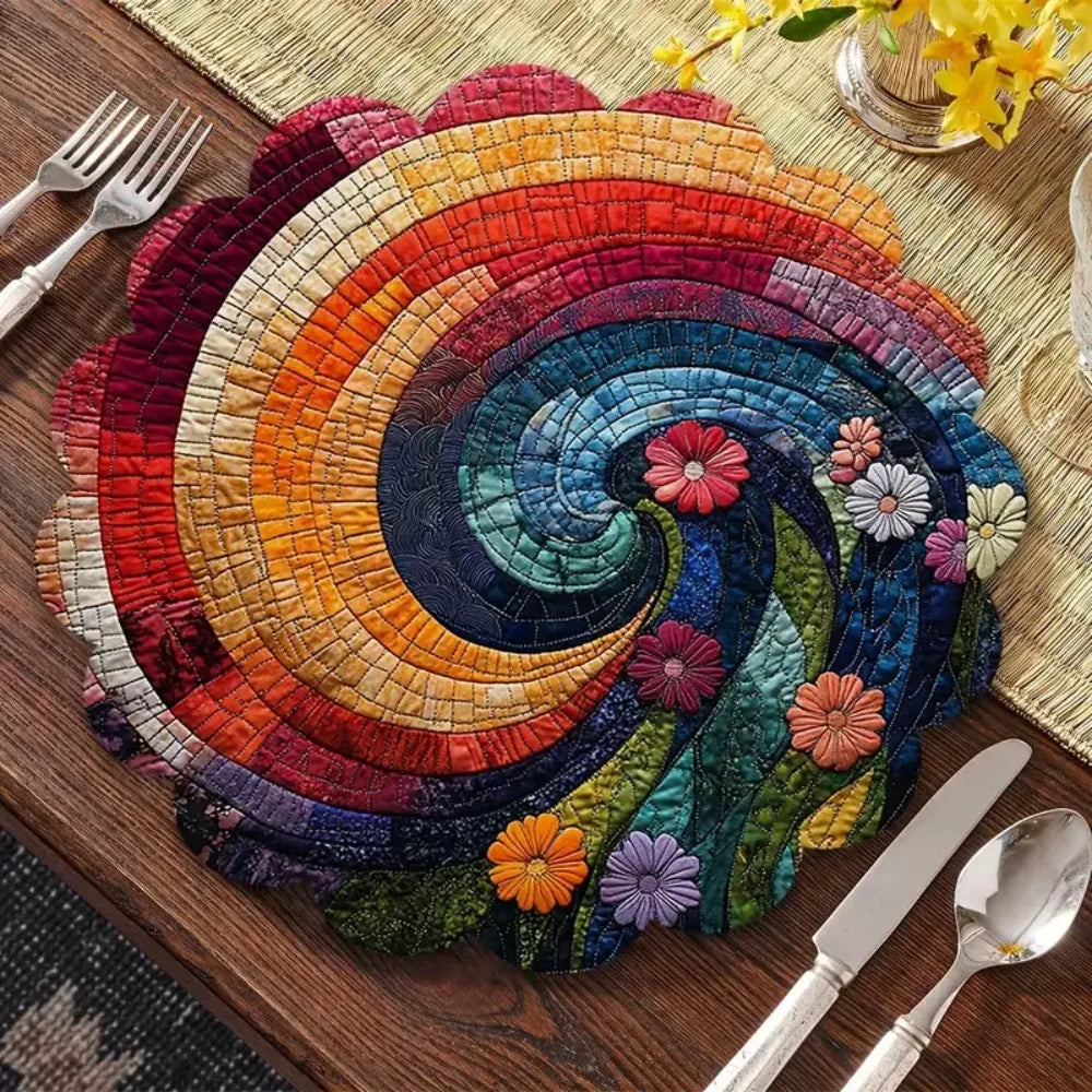 Six Piece Spiral Floral Placemats Set For Restaurant Table