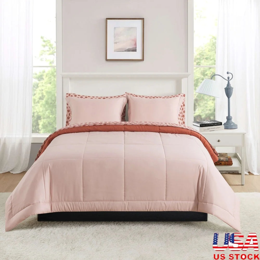 7-Piece Reversible Bed In A Bag Comforter Set With Sheets