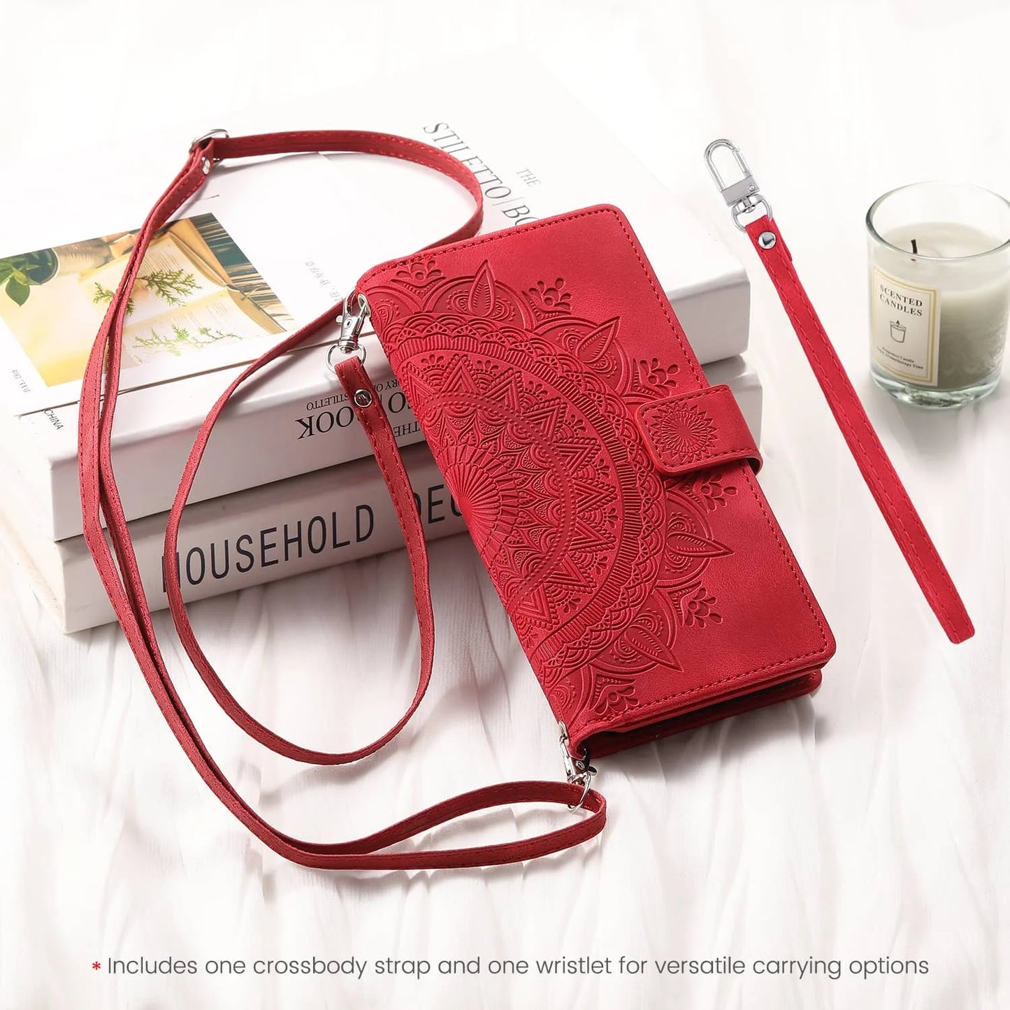 iPhone Wallet Case With Zipper Card Holder And Strap