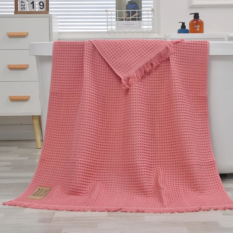 Organic Cotton Waffle Bath Towels For Adults And Guests