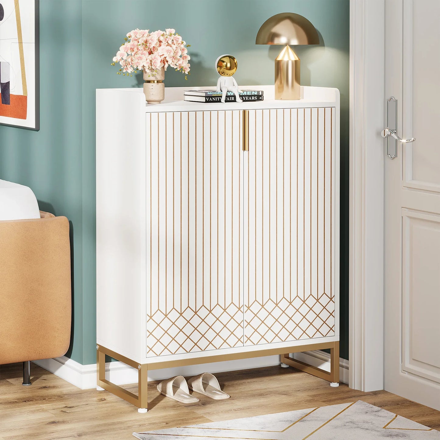 Tribesigns Five-Tier Shoe Cabinet With Doors For Bedroom Hallway