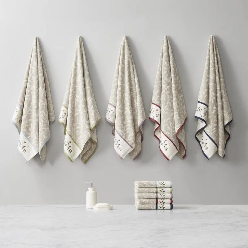 Luxurious Floral Cotton Bath Towel Set for Elegant Bathrooms