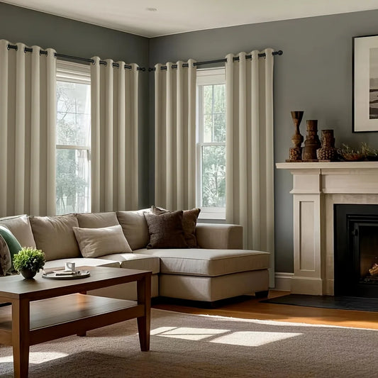 Four Piece Perforated Blackout Curtain Set With Sound Insulation