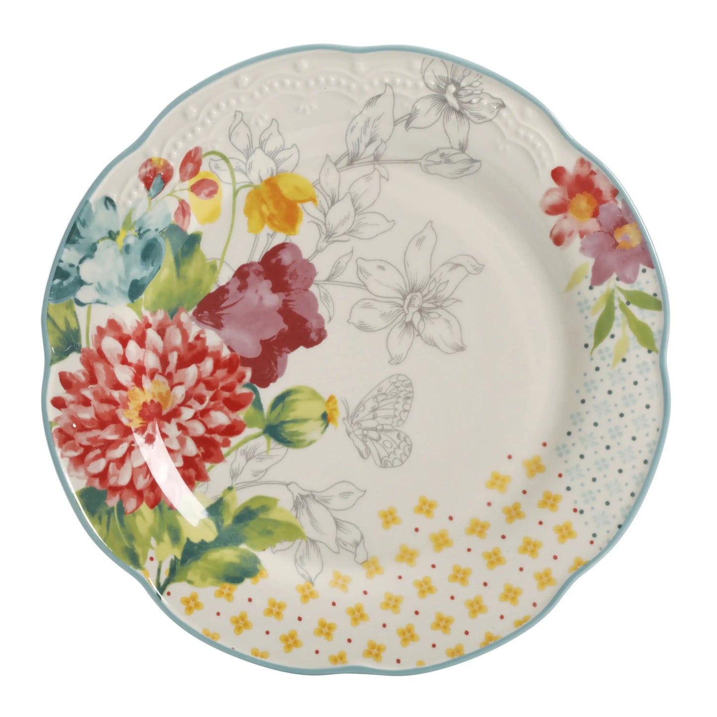 Blooming Bouquet Ceramic Dinnerware Set Twelve Piece Collection