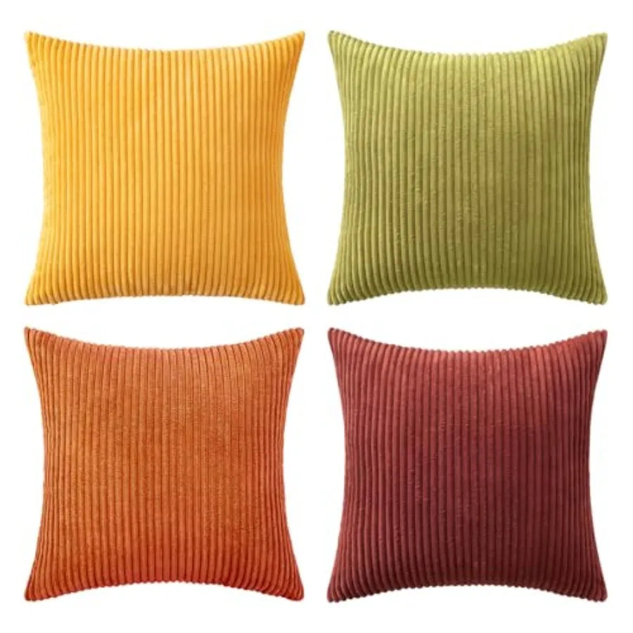 Boho Farmhouse Throw Pillow Cover Set Of 4 Corduroy Cushions