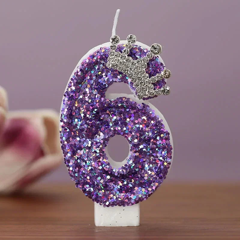 Crown Number Candles for Princess Birthday Cake Topper
