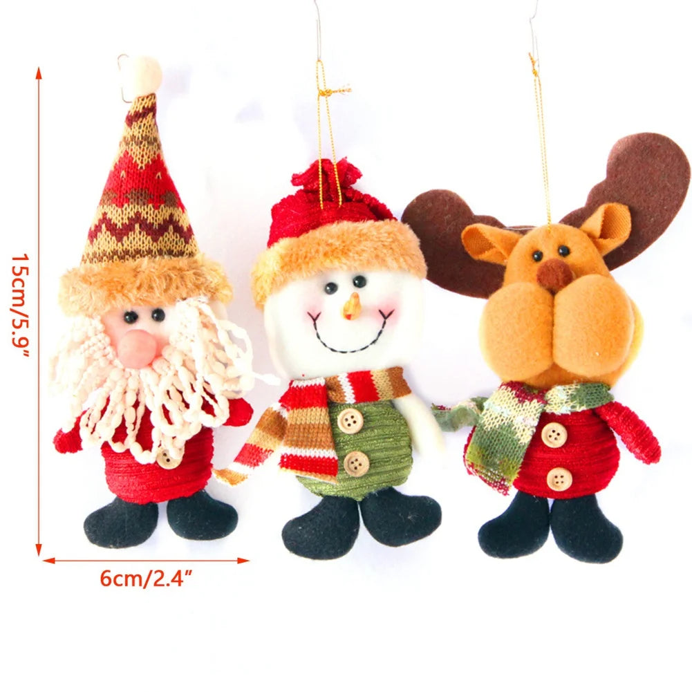 Christmas Doll Ornaments Elk Santa Snowman Tree Decorations