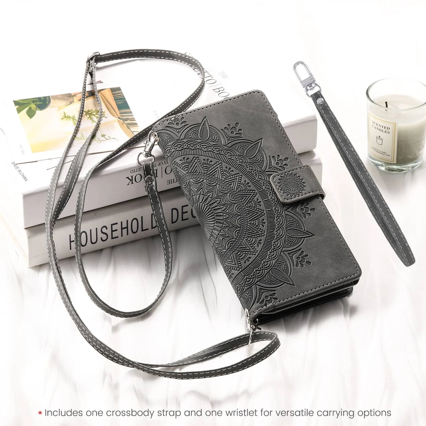 iPhone Wallet Case With Zipper Card Holder And Strap