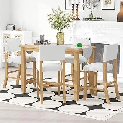 Ticify 5 Piece Dining Set Rectangular Table And Cushioned Chairs