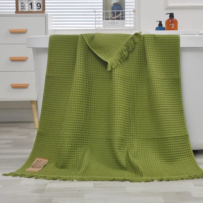 Organic Cotton Waffle Bath Towels For Adults And Guests