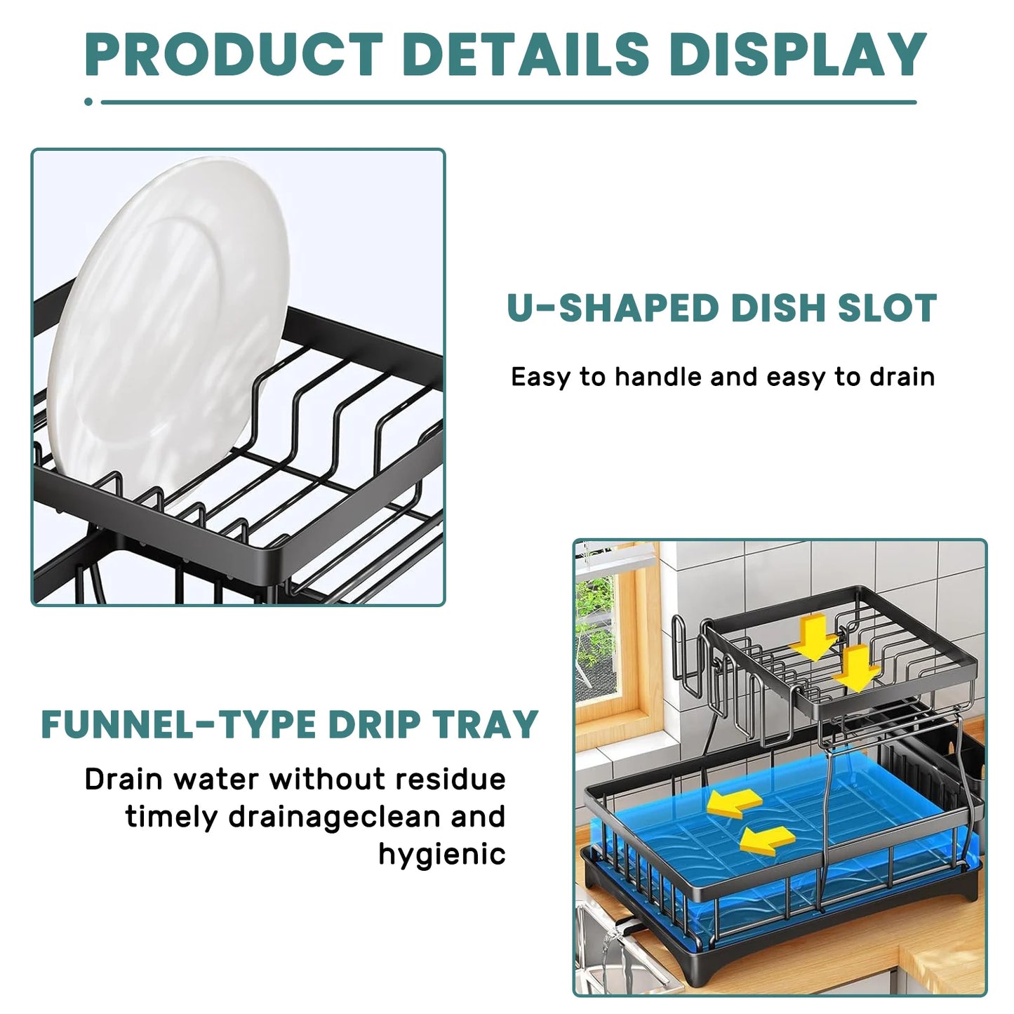 Durable Removable Dish Drying Rack For Kitchen Countertop
