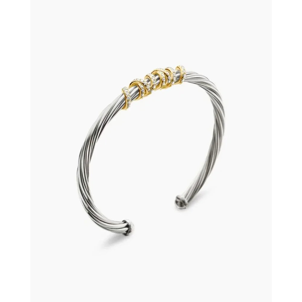 Elegant Moissanite Silver Cuff Bracelet For Women Everyday Gift