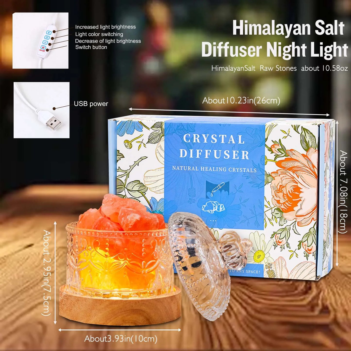 Natural Stone Crystal Set Box Bedside Table Ornaments Gift