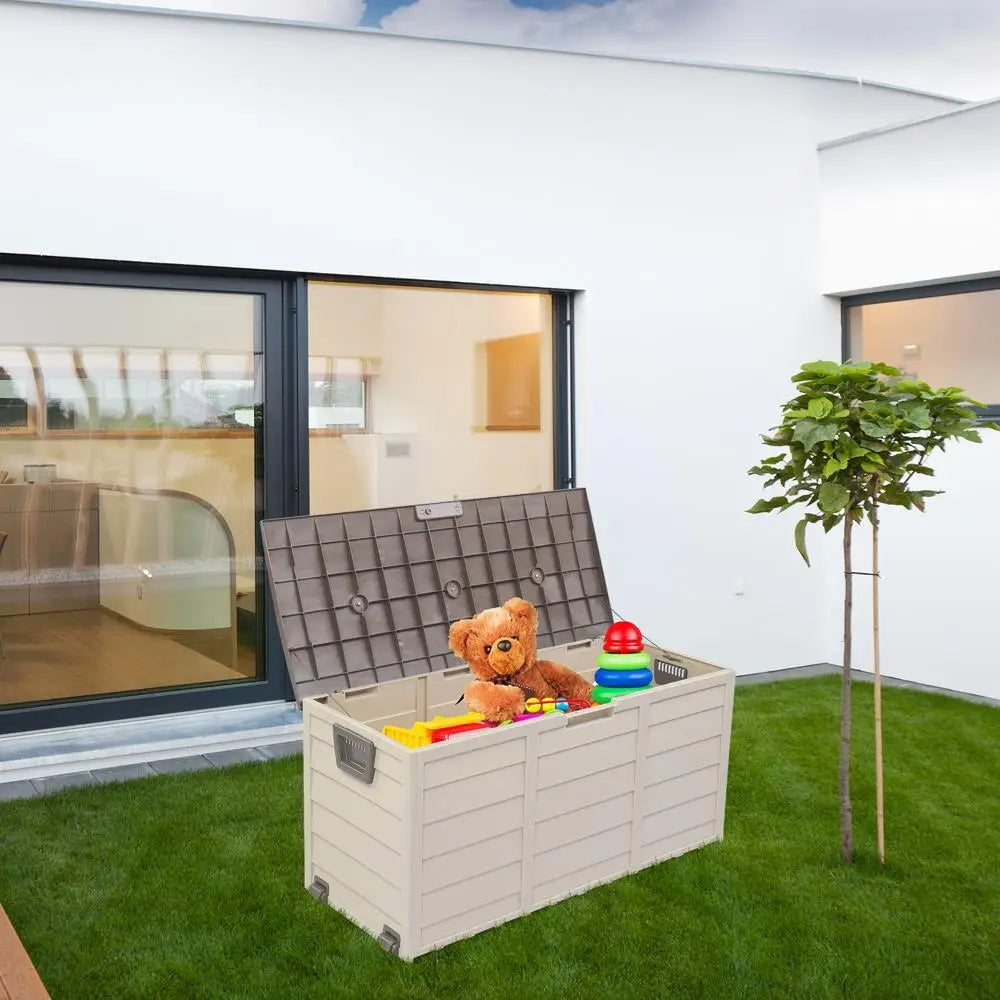 Outdoor Resin Deck Box Storage Bench Seat Waterproof