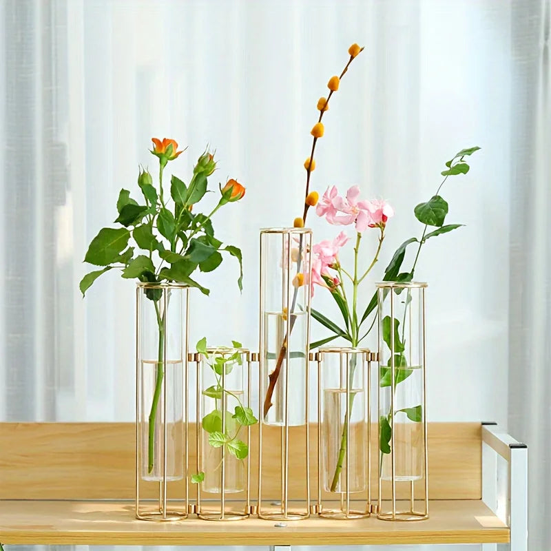 Test Tube Vase Centerpiece Set With Metal Stand For Weddings