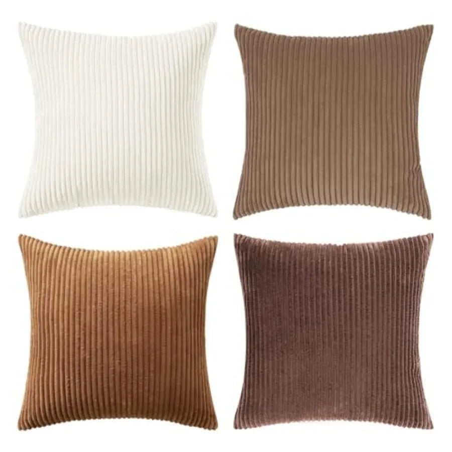 Boho Farmhouse Throw Pillow Cover Set Of 4 Corduroy Cushions