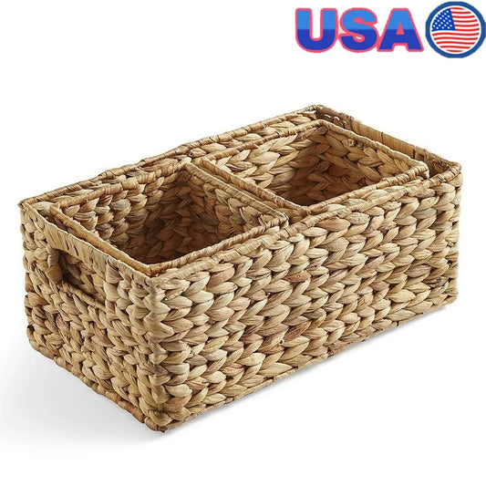 Natural Water Hyacinth Storage Baskets for Home Organization