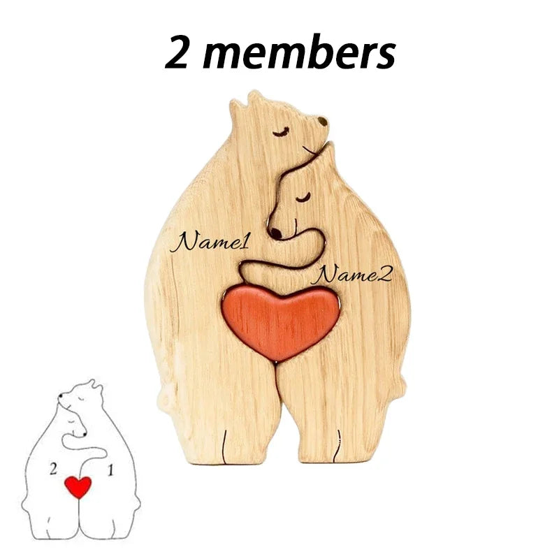 Personalized Wooden Bear Family Puzzle With Custom Name