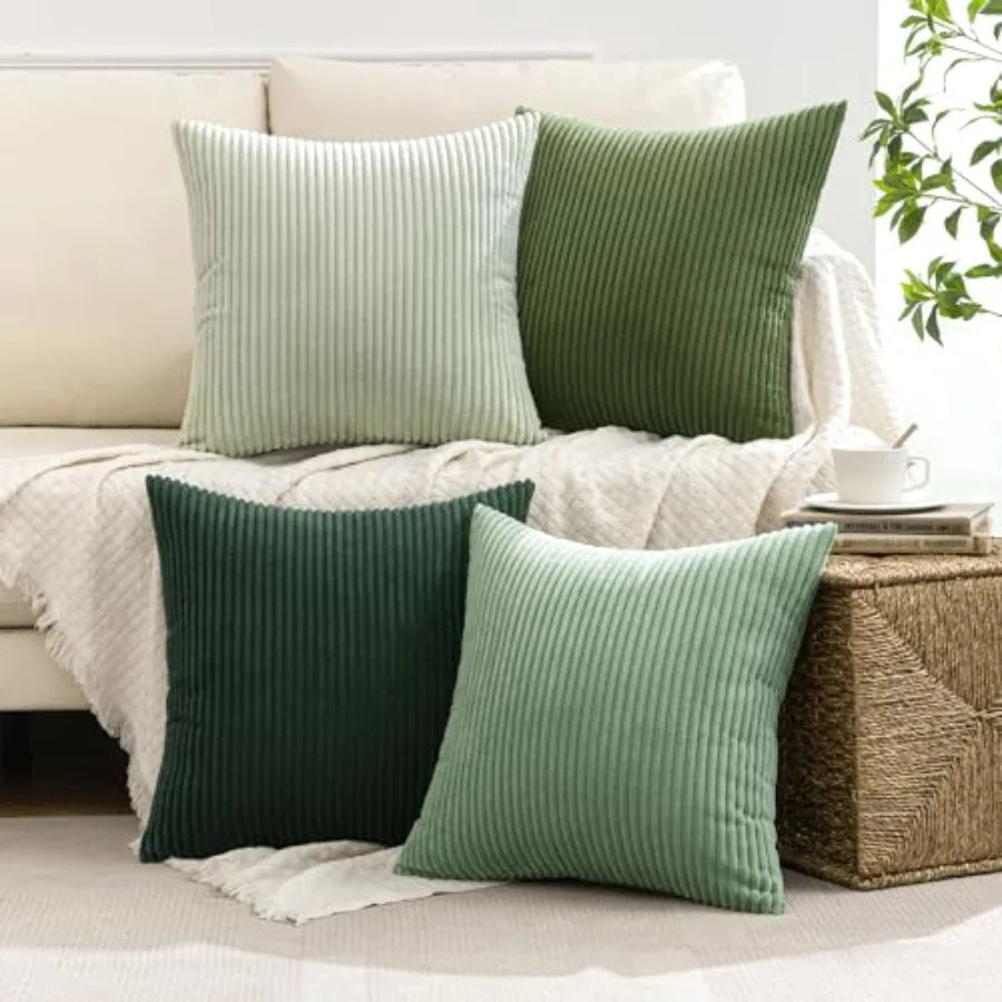 Boho Farmhouse Throw Pillow Cover Set Of 4 Corduroy Cushions