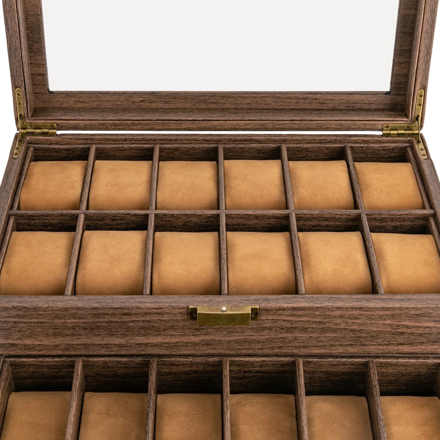 Luxurious 24 Watch Showcase Cabinet Featuring Handcrafted Premium Hardwood Grain