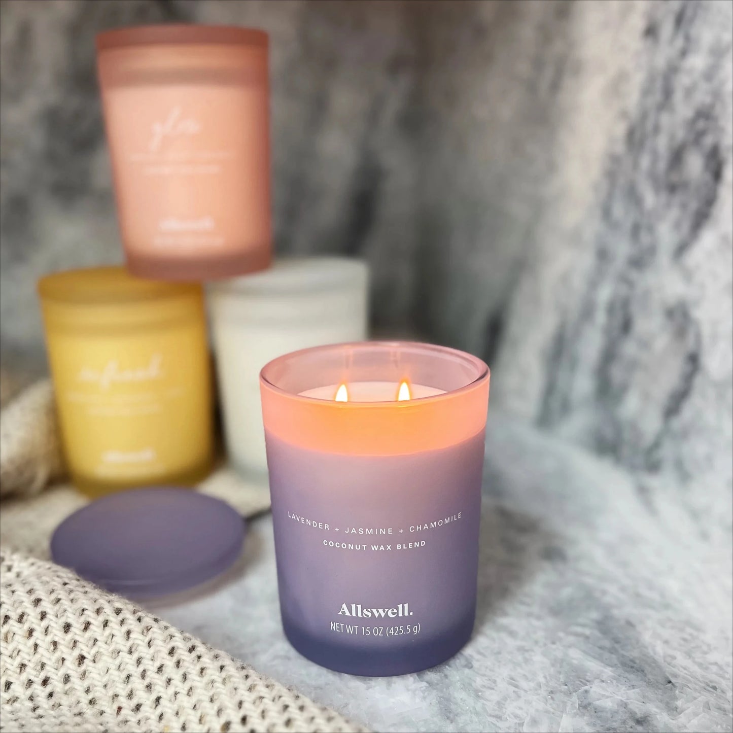 Lavender Jasmine Chamomile Scented Spa Jar Candle for Relaxing Ambience