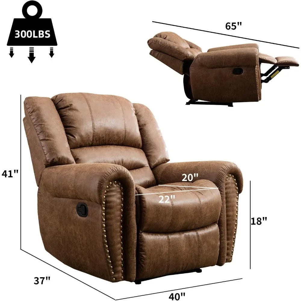 Leather Traditional Manual Recliner Chair For Living Room Comfort