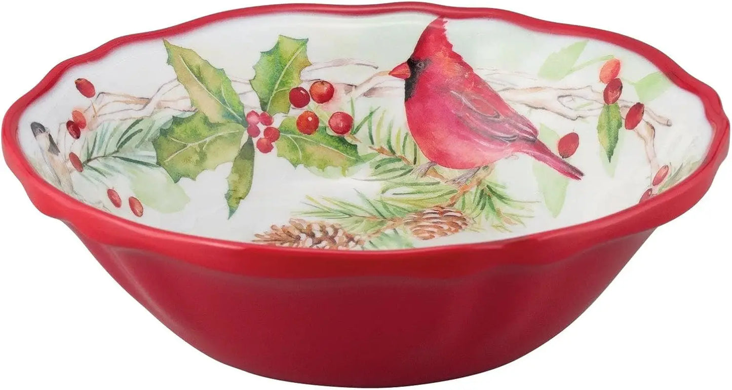 Winter Birds Melamine Dinnerware Set For OutdoorLiving Dining Festive Celebrations