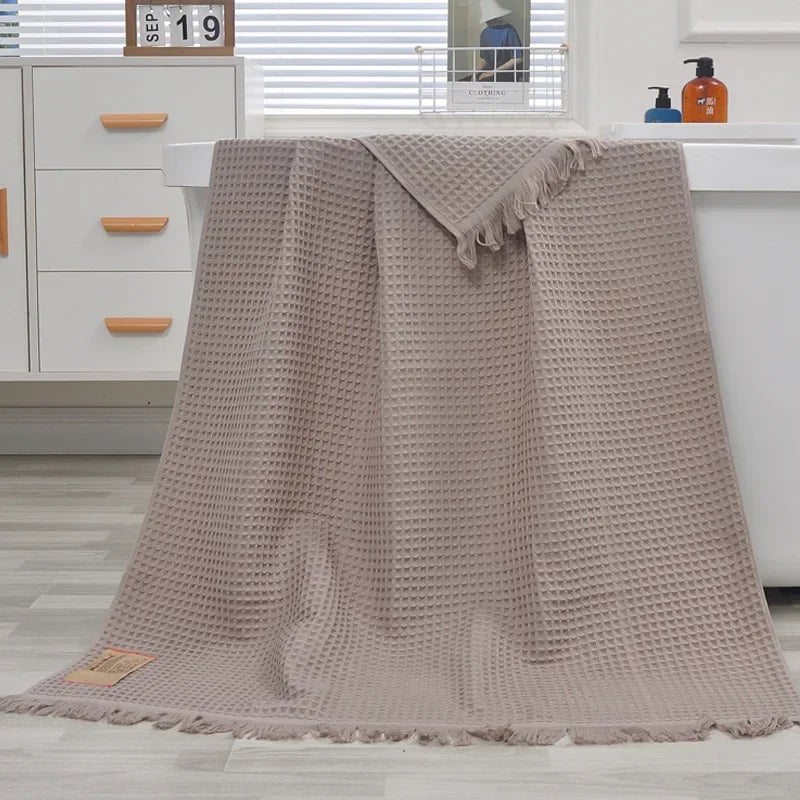 Organic Cotton Waffle Bath Towels For Adults And Guests
