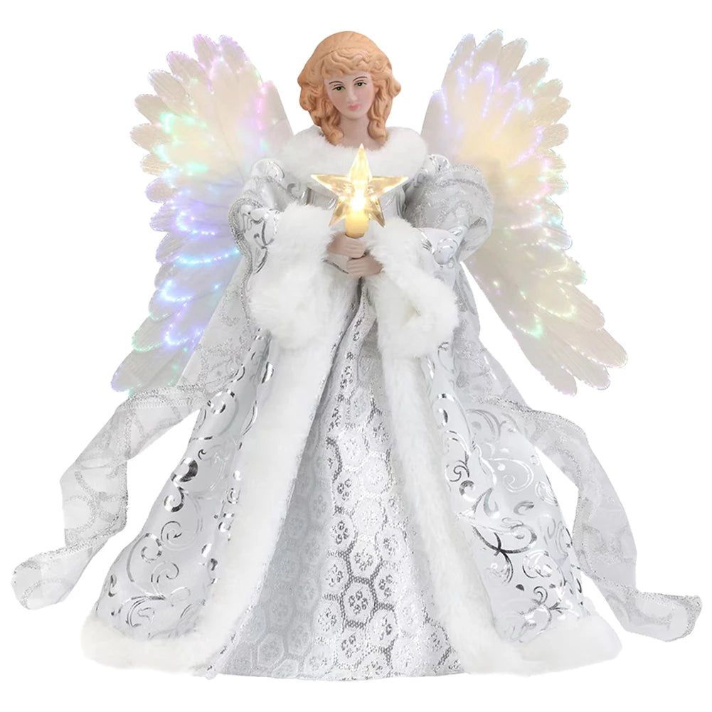 Christmas Angel Tree Topper Ornament With Lights And Wings