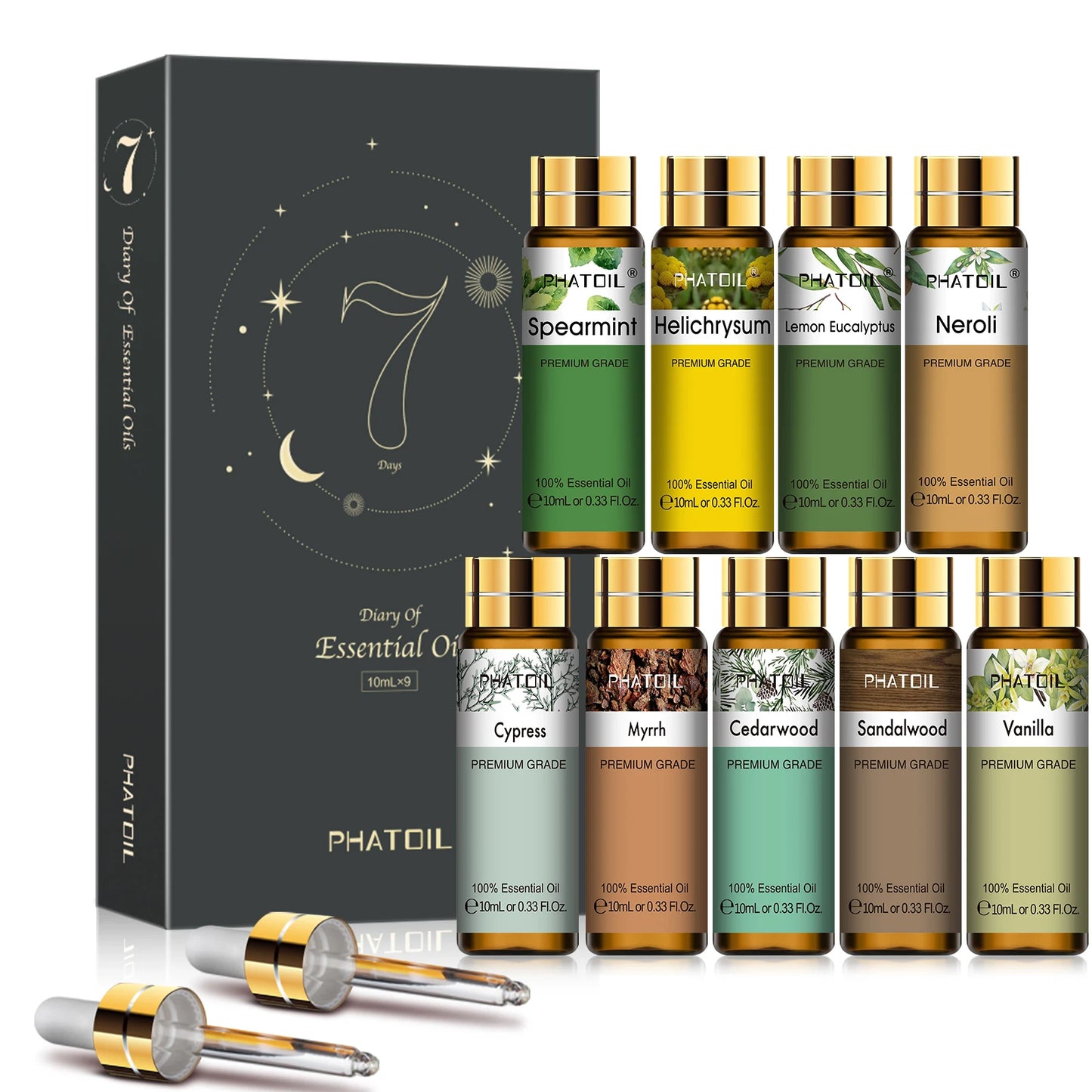 Pure Essential Oils Gift Set With Vanilla Sandalwood Neroli Helichrysum
