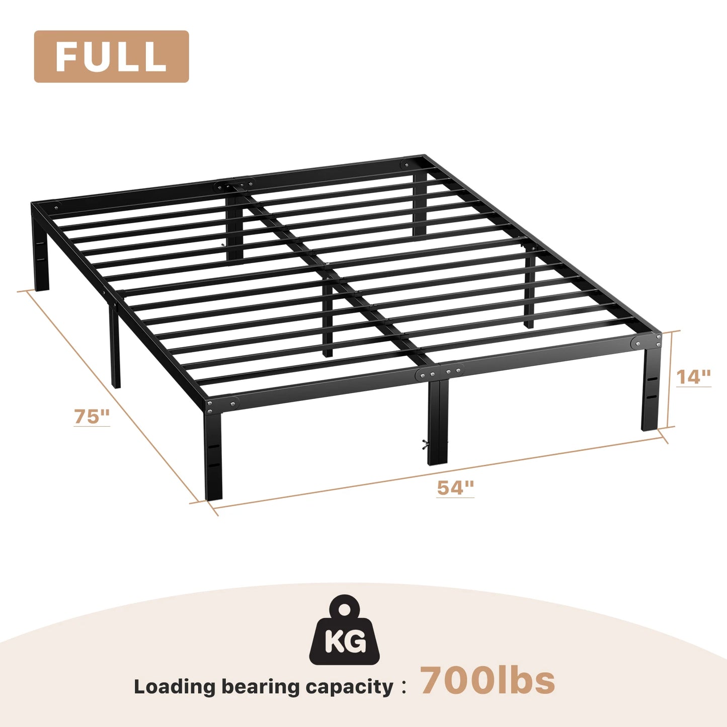 Durable Metal Platform Bed Frame With Sturdy Slat Support