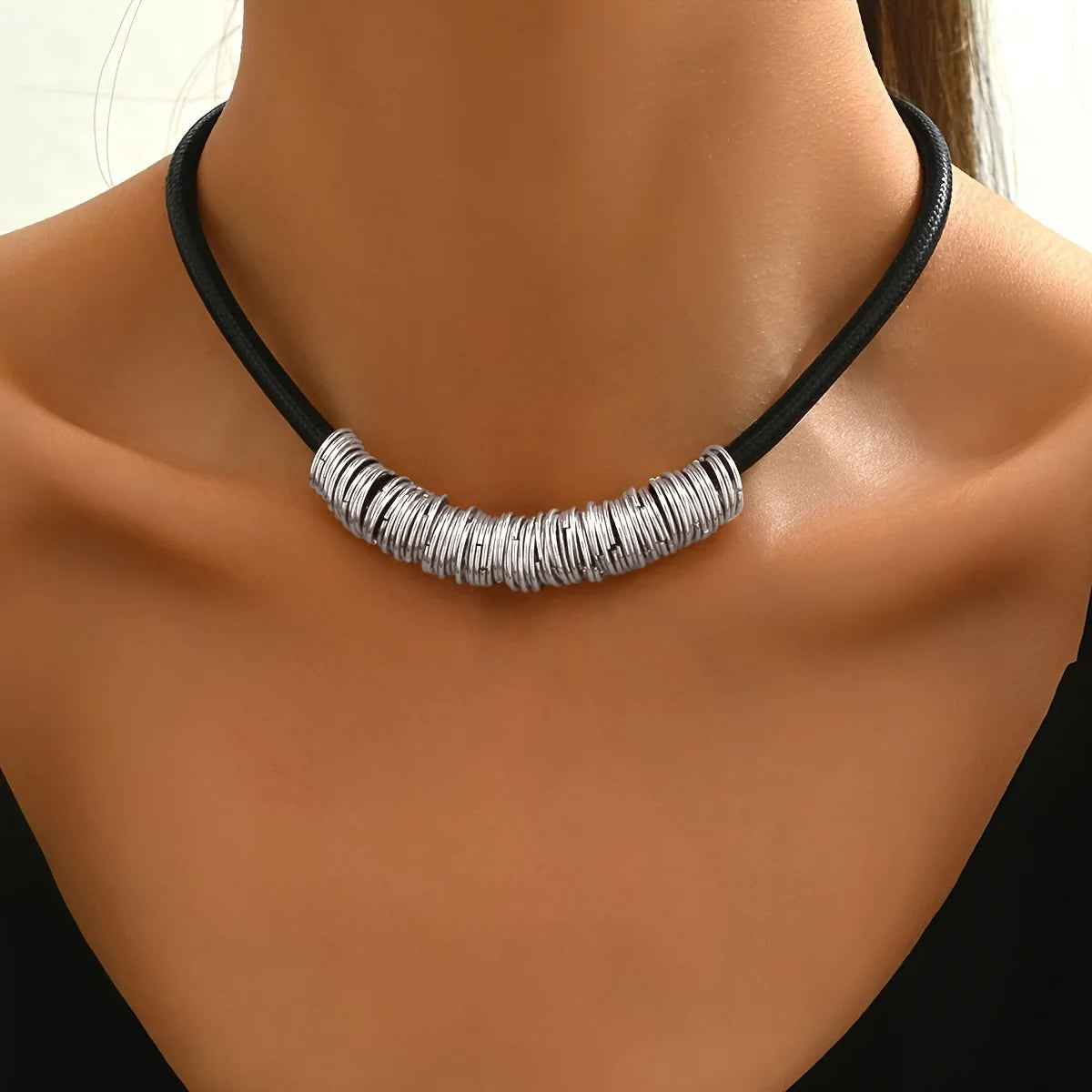 Hypoallergenic Leather Layered Necklace for Women Adjustable Jewelry